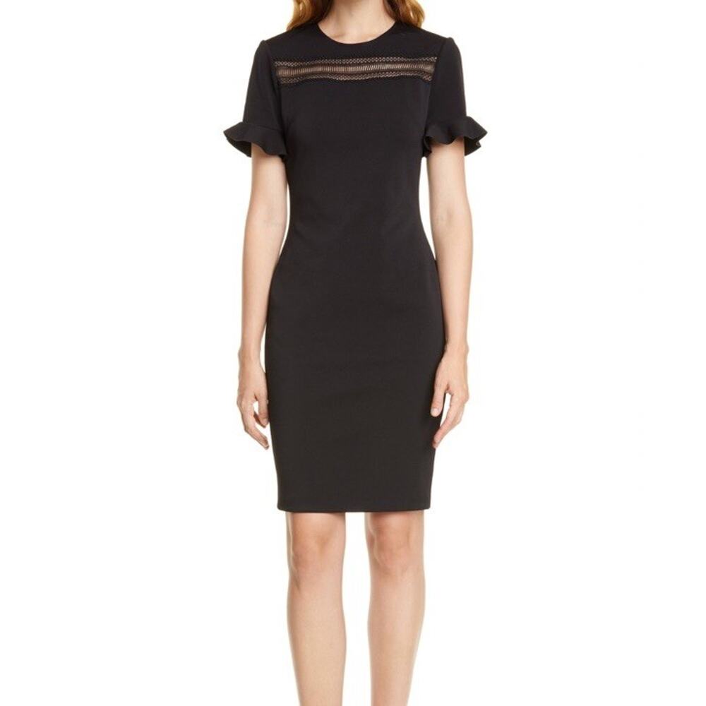 Ted Baker London Livsia Lace Inset Pencil Dress Black Ted Size 1 (US Size 4)